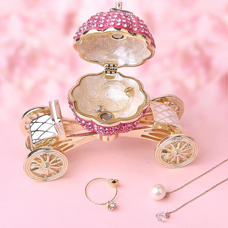 Pumpkin Carriage Rhinestones Jewelry Box