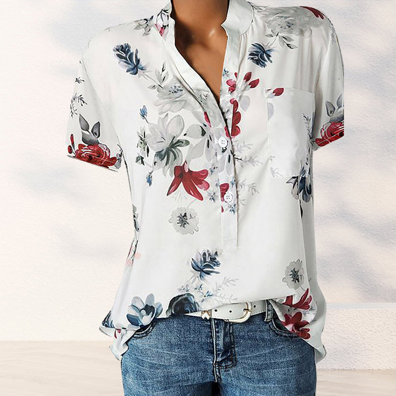 Floral pattern pocket shirt