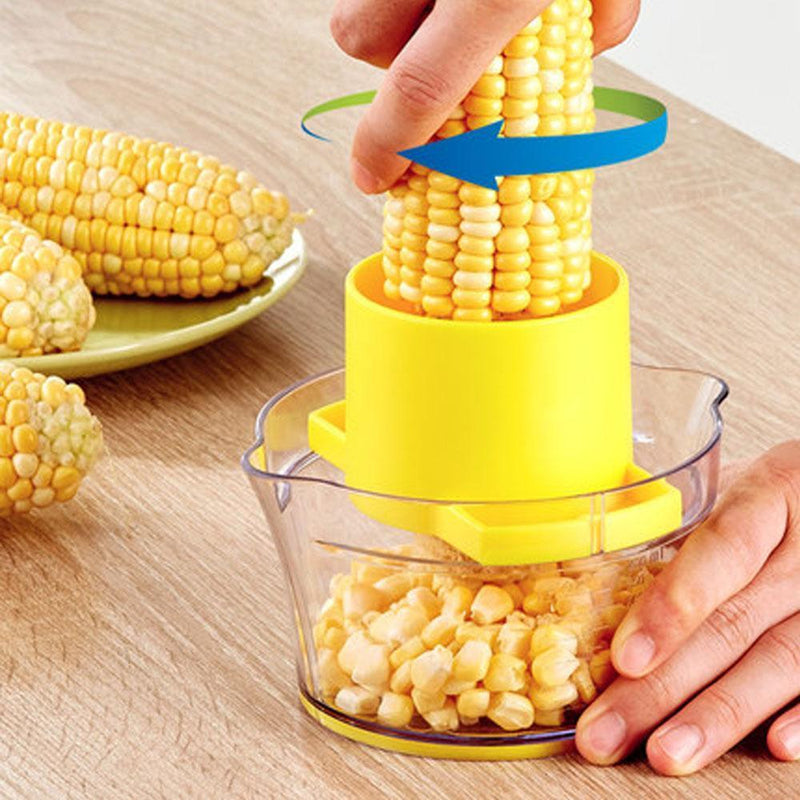 Cob Corn Stripper With Built-In Measuring Cup And Grater