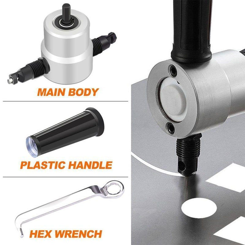 DOMOM Zipbite - Nibbler Cutter Drill Attachment Double Head Metal Sheet