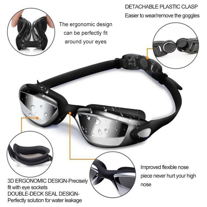 Swimming Set - Goggles, Cap, Earplug, Nose Clip
