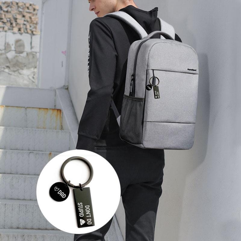 Double Sides Engraved Black Keychain