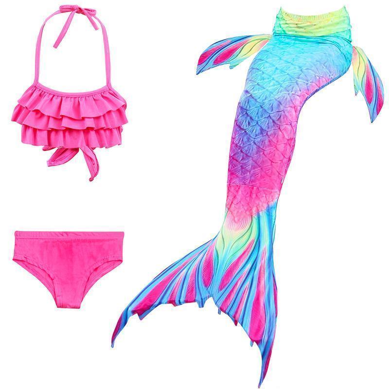 Girls Mermaid Tail Kids Swimsuit Bikini Set