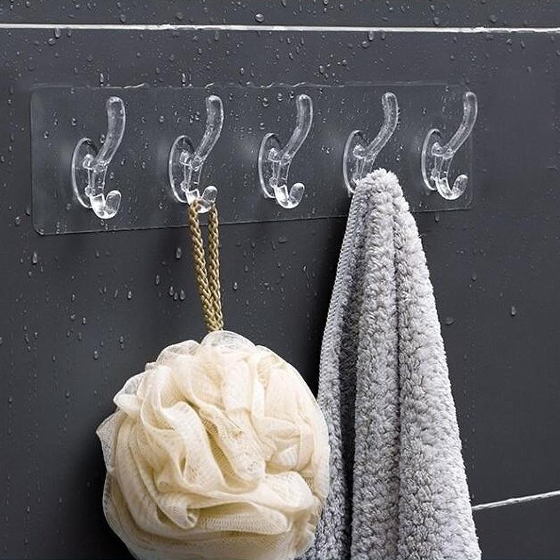 Transparent Double Hook Self-Adhesive Hanger