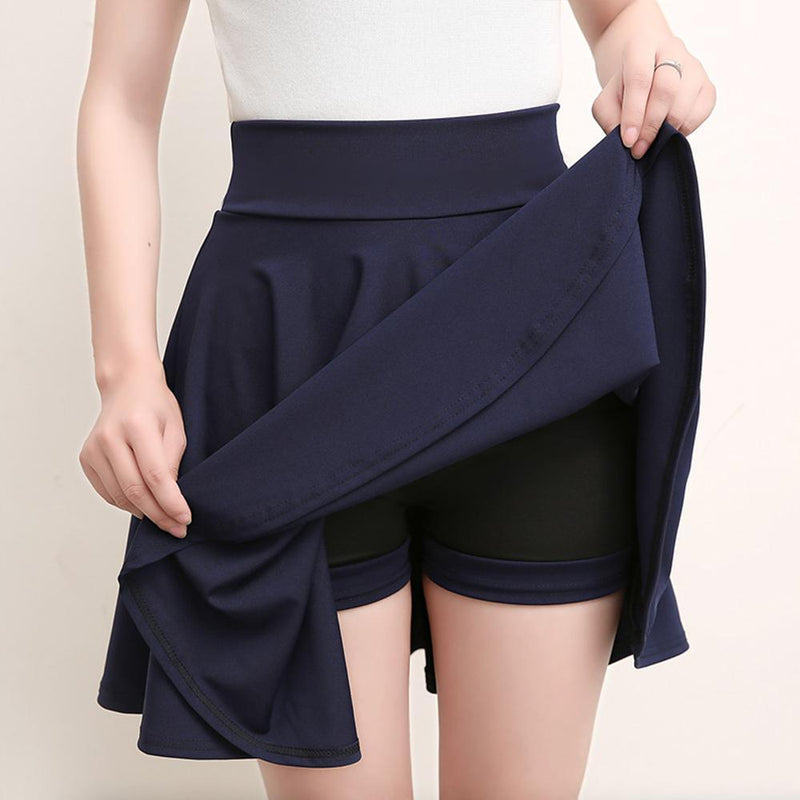 A-line Elastic Waist Pleated Shorts Skirts