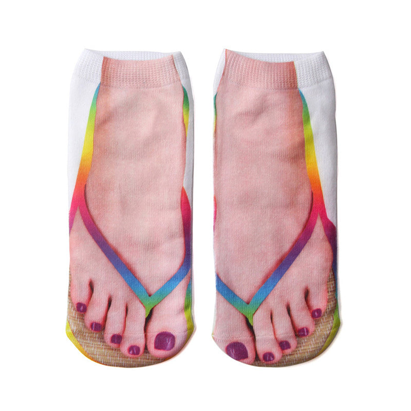 🔥Women Manicure Print Flip Flop Socks