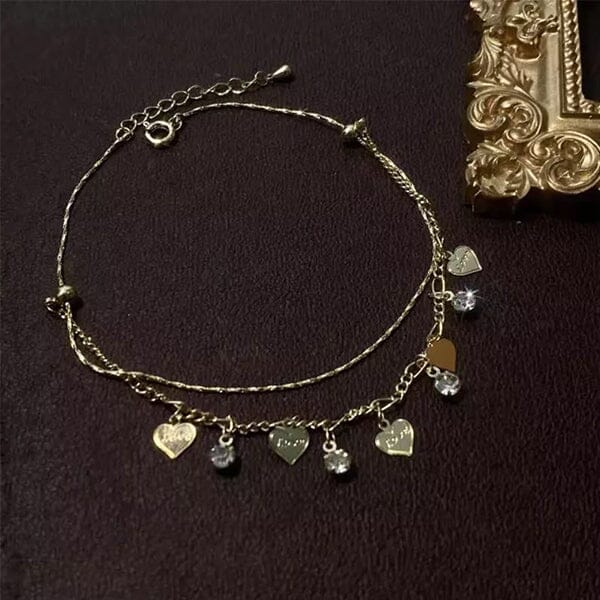 Crystal Encrusted Anklet with Diamond Fringes