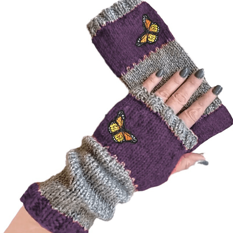 Patchwork Embroidered Warm Gloves