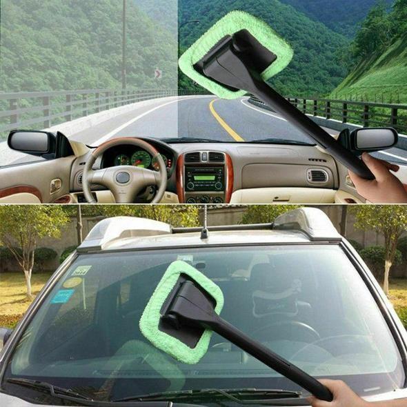 Microfiber Car Window Cleaner with 2 reusable microfiber hood