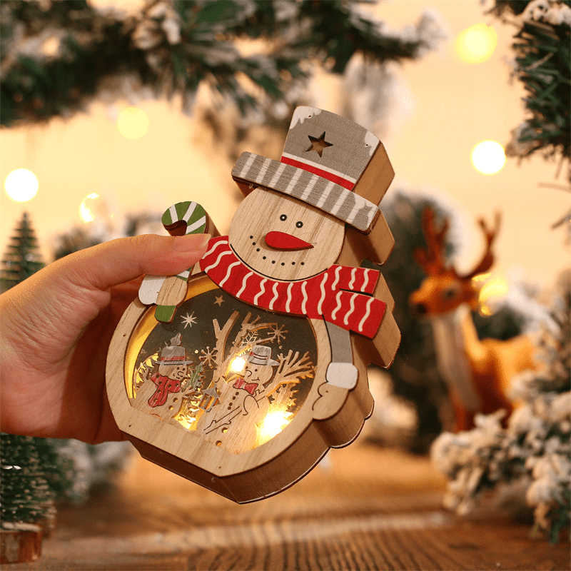 LED Chirstmas Wooden Ornaments Lighting