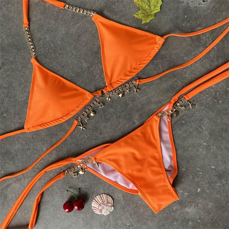 Studded Shell Pattern Bikini Set