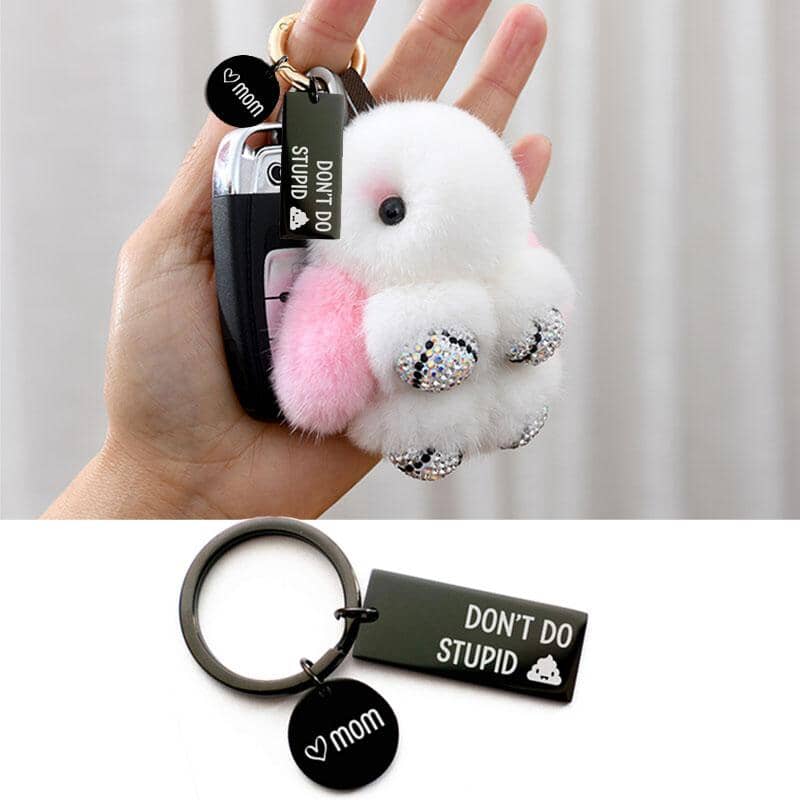 Double Sides Engraved Black Keychain