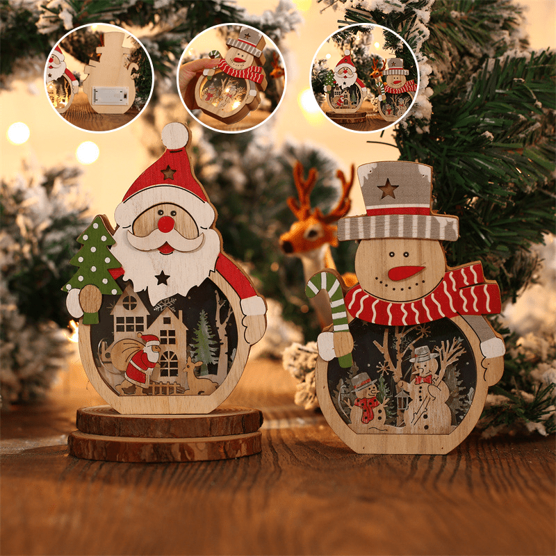 LED Chirstmas Wooden Ornaments Lighting