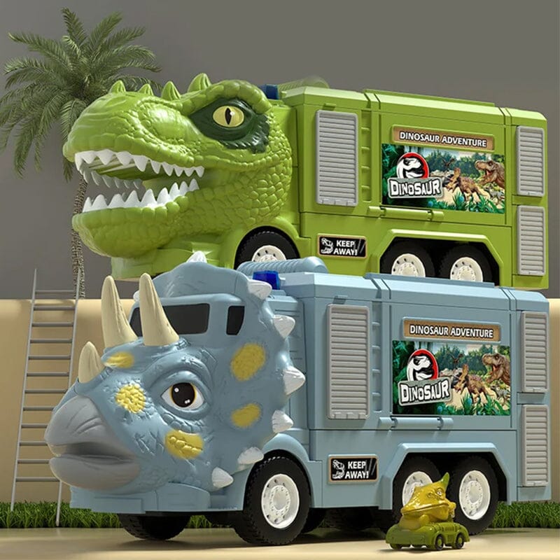 Dinosaur Transforming Engineering Truck Track Toy Set with Lights and Music