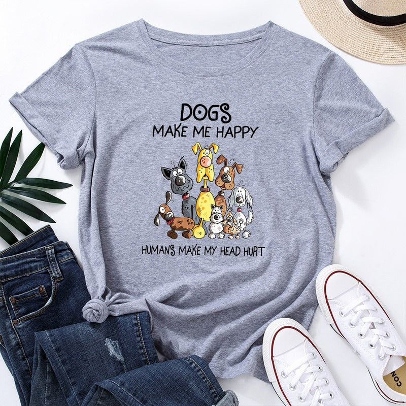 Dog Print Ladies Summer Short Sleeve