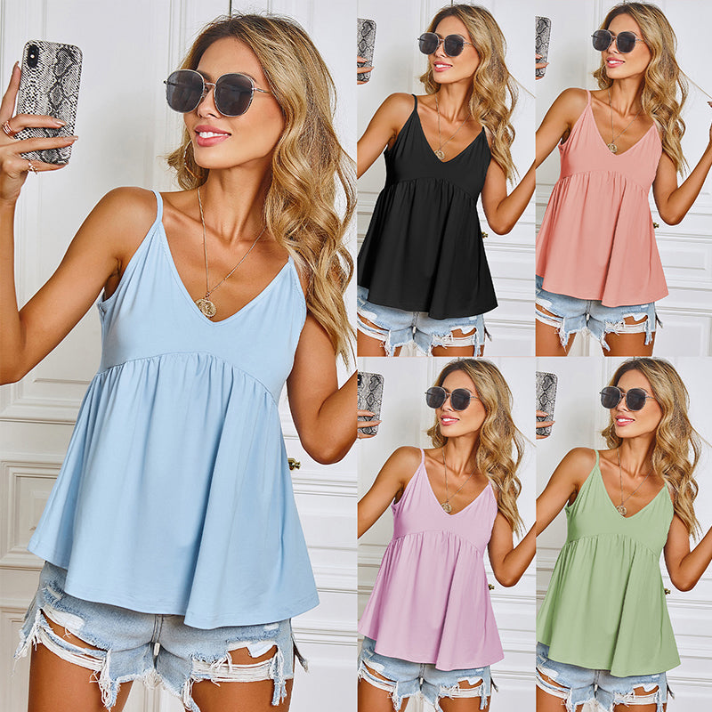 Solid Color Panelled Sling Top