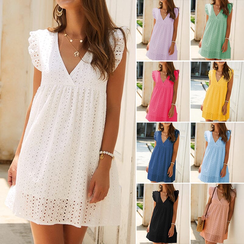 Summer Lace Dress with Ruffled Sleeves
