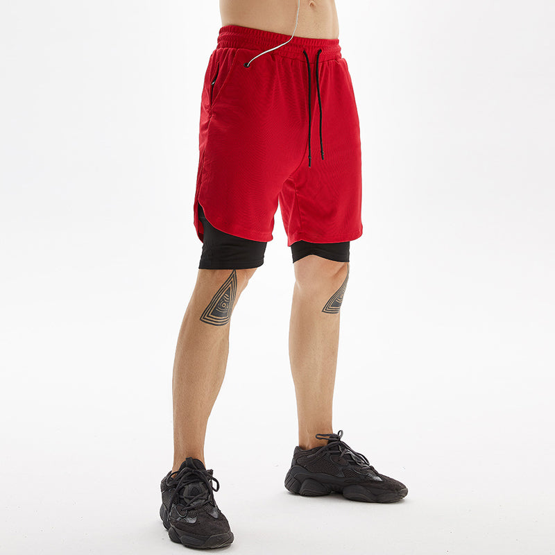 Men's Casual Fitness Sports Shorts Double Layer Pants
