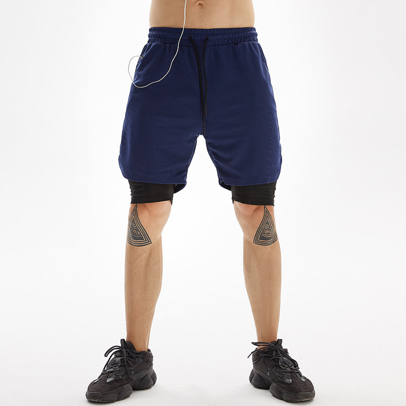 Men's Casual Fitness Sports Shorts Double Layer Pants