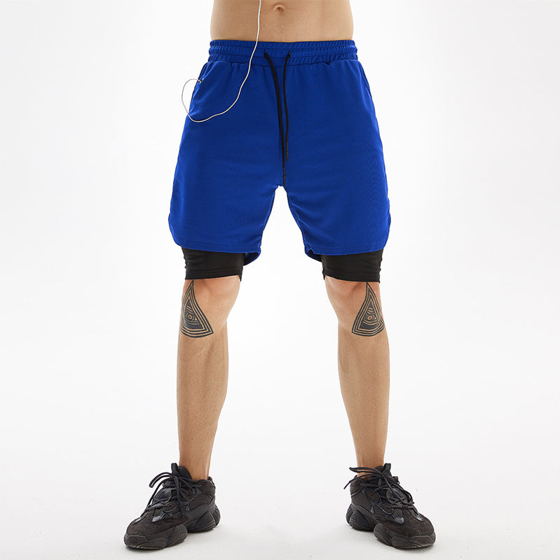 Men's Casual Fitness Sports Shorts Double Layer Pants