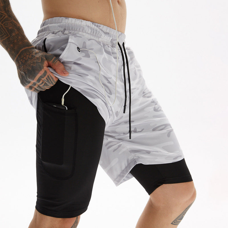 Men's Casual Fitness Sports Shorts Double Layer Pants