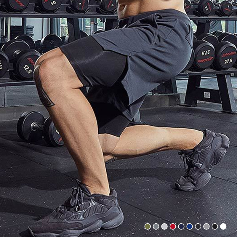 Men's Casual Fitness Sports Shorts Double Layer Pants