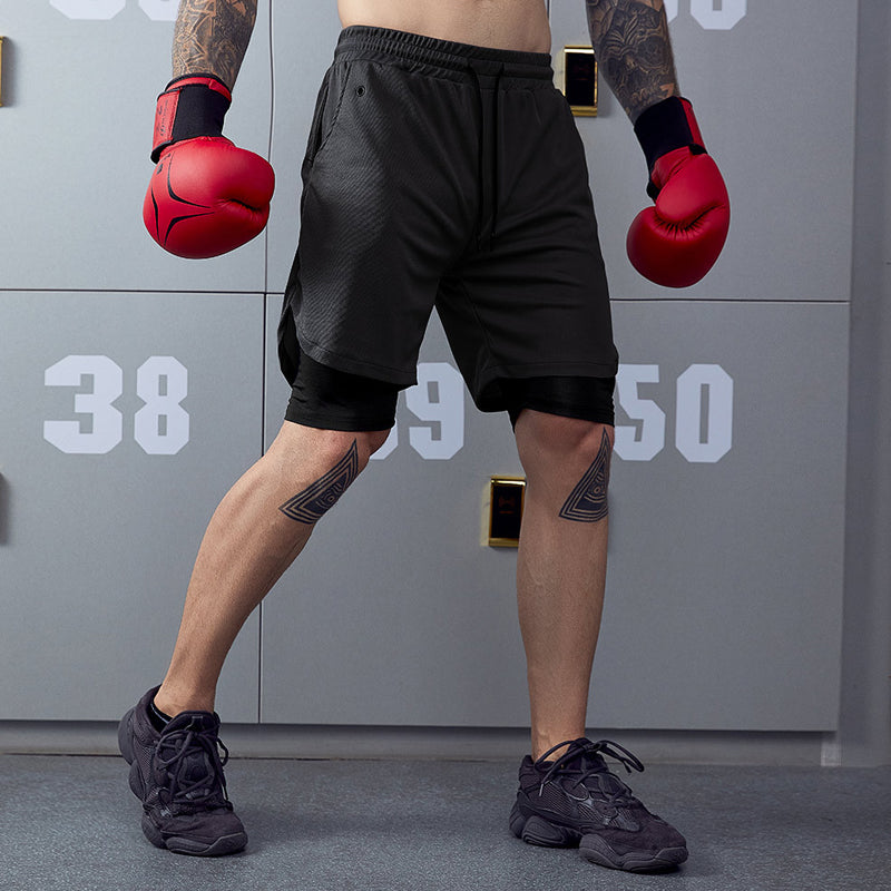 Men's Casual Fitness Sports Shorts Double Layer Pants