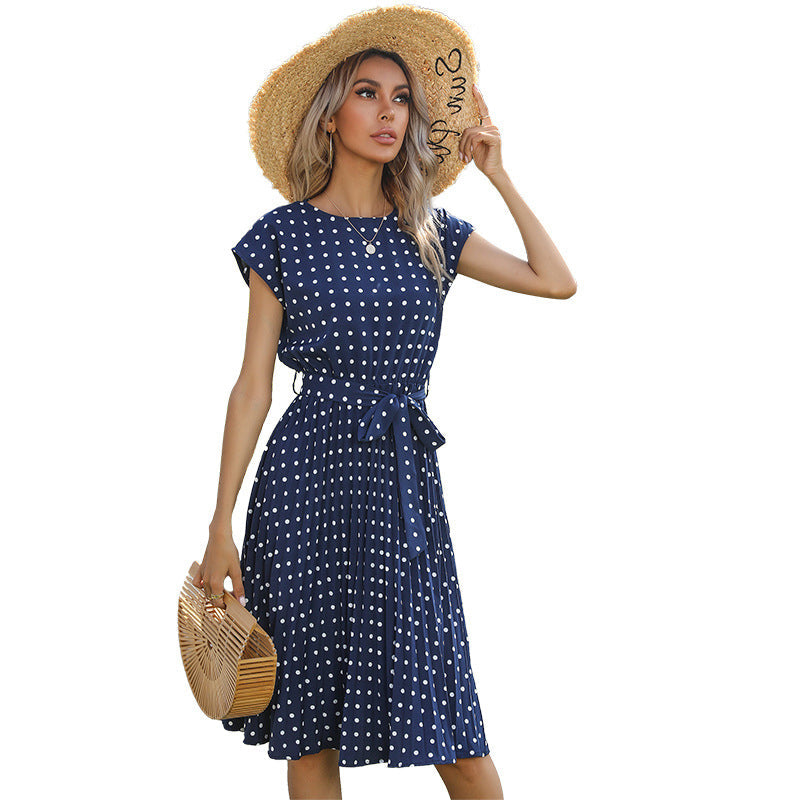 Polka Dot Pleated Dress