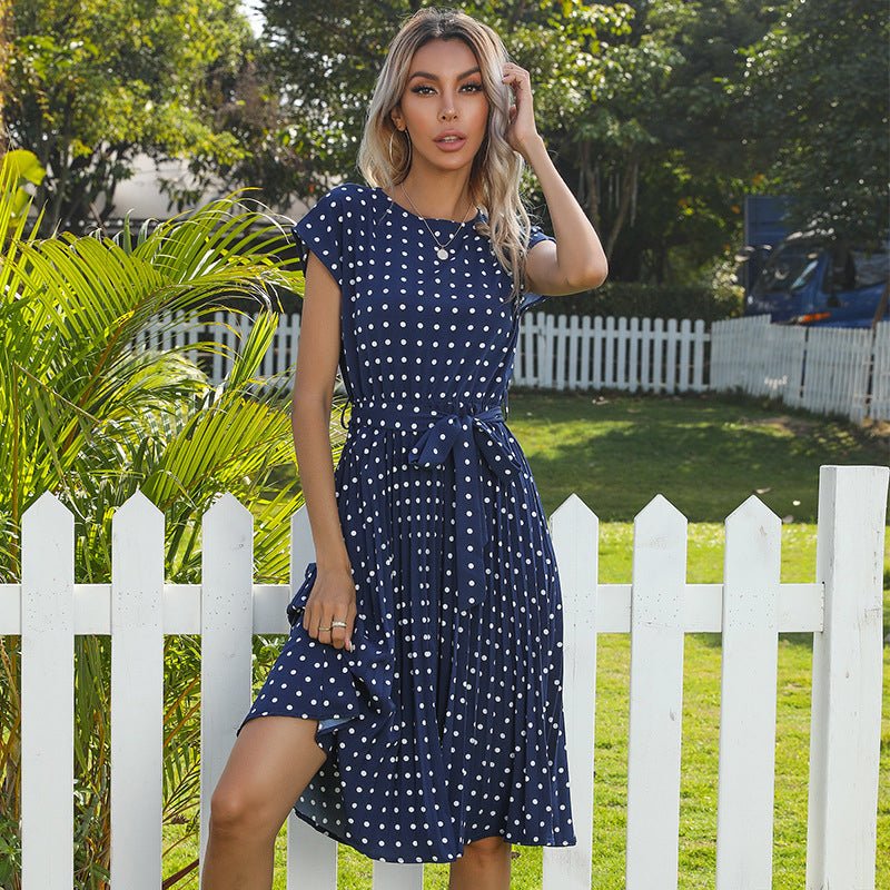 Polka Dot Pleated Dress