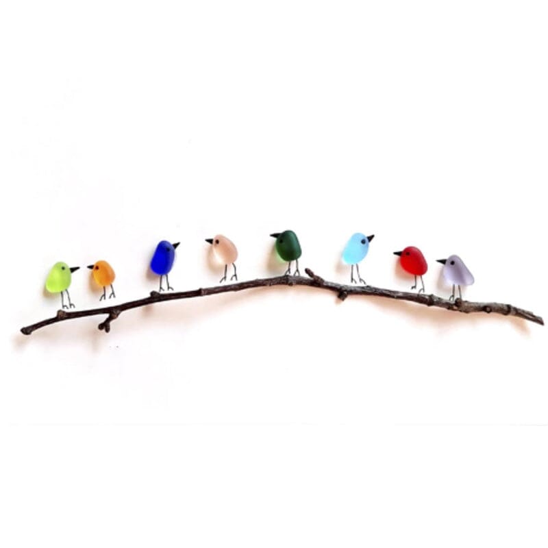 🖼️Sea Glass Rainbow Bird Ornament