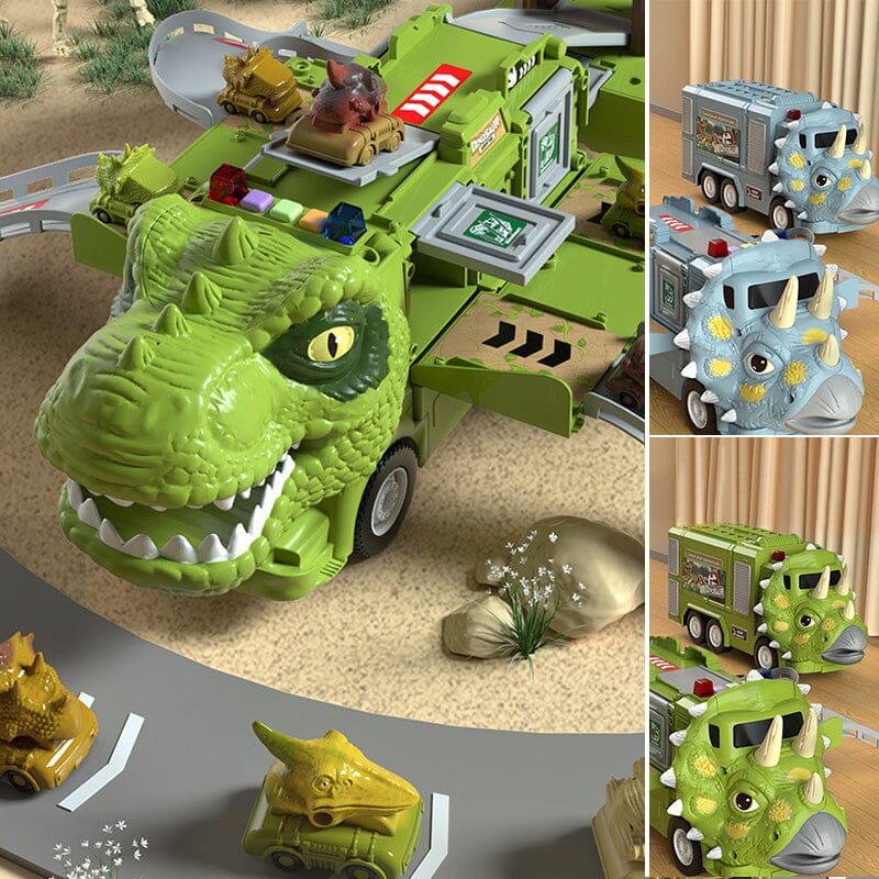 Dinosaur Transforming Engineering Truck Track Toy Set with Lights and Music