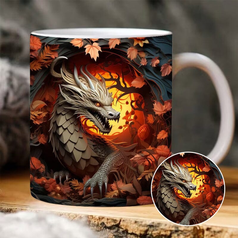 3D Dragon Mug Wrap Design