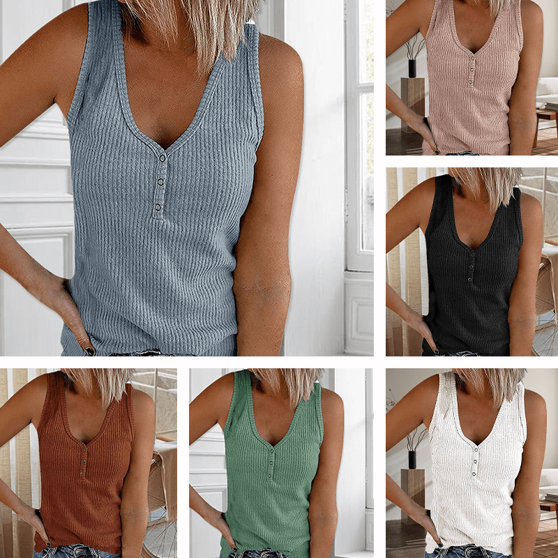 Solid Color Sleeveless T-Shirt Top